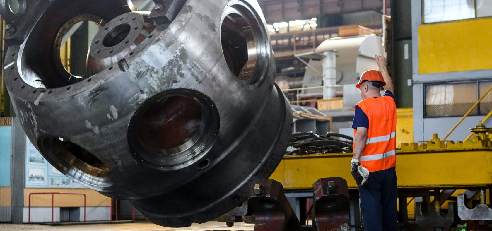 Steel Plant employee with hard hat